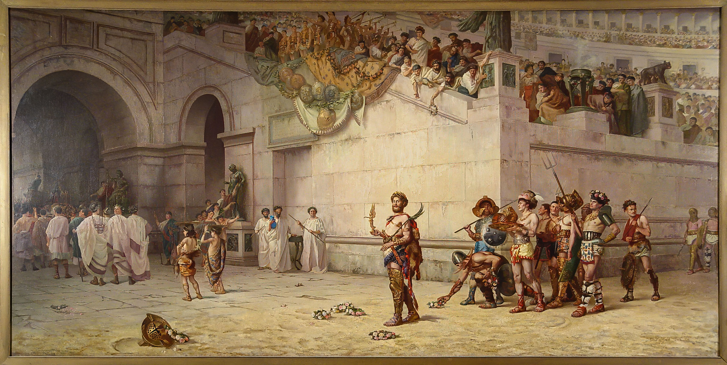 Emperor Commodus Leaves the Arena at the Head of the Gladiators. Edwin Blashfield, 1878