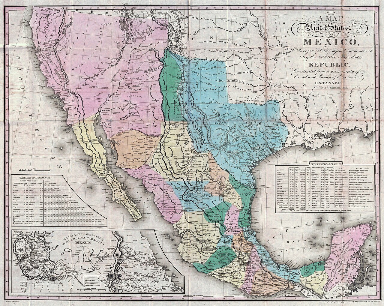 Map of the United Mexican States before the war of 1846–1848